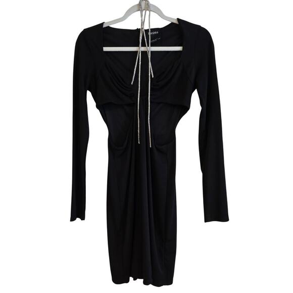 Bershka NWT cut out long sleeve mini dress with embellished halter strap sz M. - Picture 4 of 8